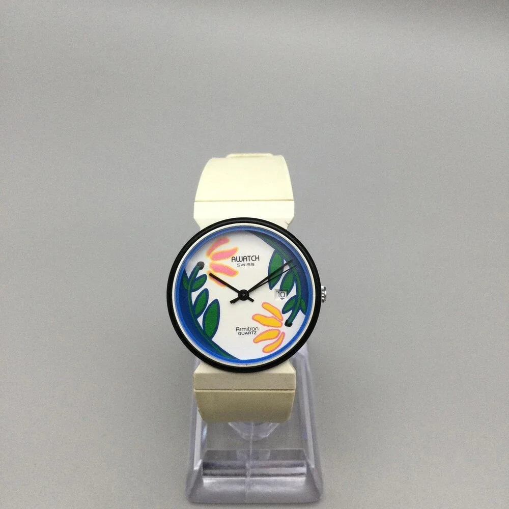 Vintage AWATCH Armitron Womens Watch 31mm Swiss Floral Dial Date New Battery